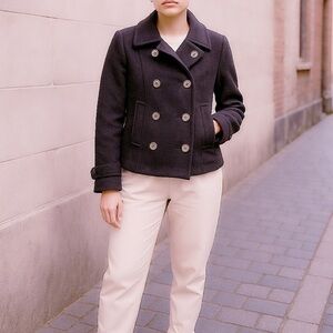 Women’s VICTOR Short Black Sparkle Wool Jacket Double Breasted Lined 10 EUC